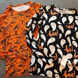 (2) Hybrid Shirt, Womens XS/S Halloween Long Sleeve All Over Print Ghost Spiders